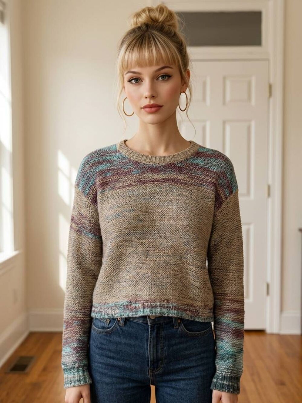 💛Forever 21 Contemporary Space Dye Knit Cropped Sweater Medium